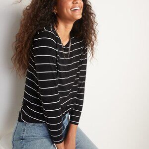 Old Navy Luxe Long-Sleeve Crew-Neck Striped T-Shirt